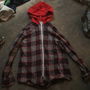 St John's Bay Hooded Zip Up Flannel